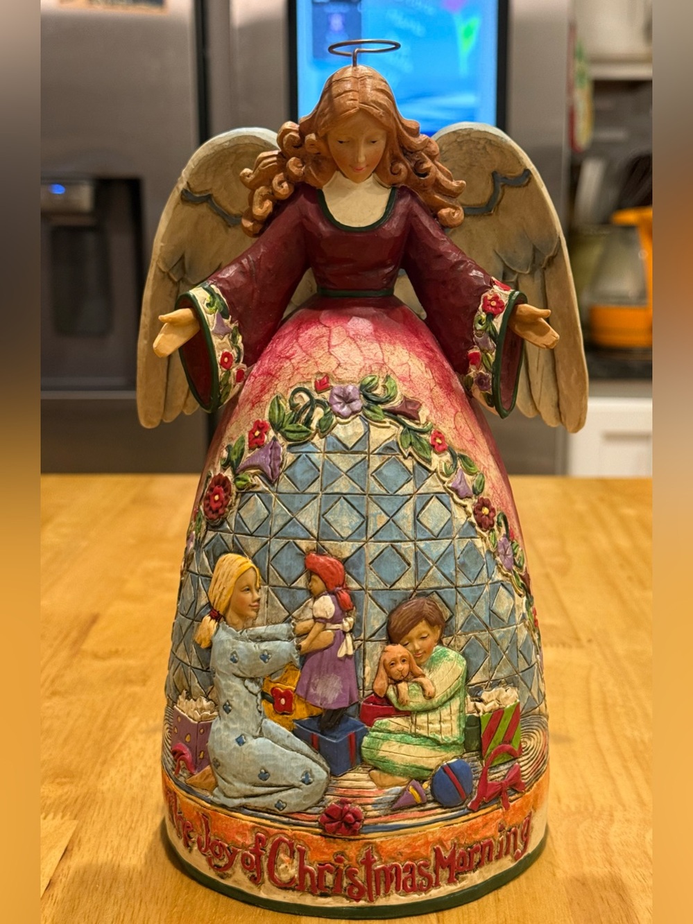 Jim Shore Vintage  Hand-Painted Angel Figurine in Burgundy, Pink, Blue and Green